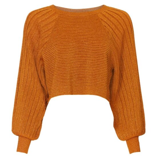 Esteban Cortazar Collective Shimmer Knit Sweater in orange size medium - Picture 4 of 8